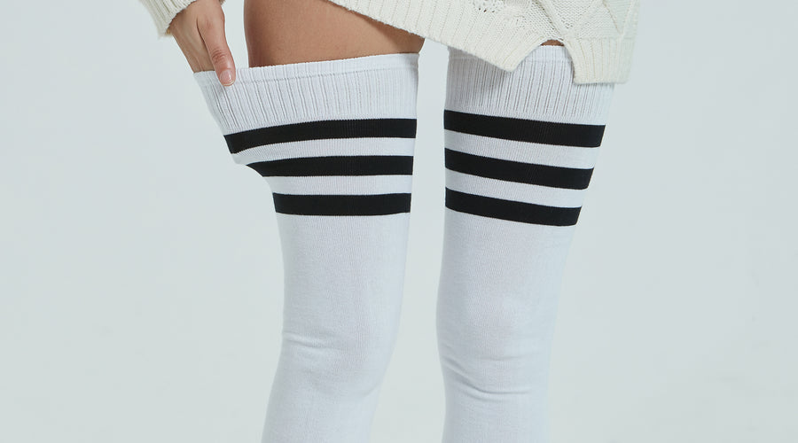 The top band of the thigh high socks can't be too loose!