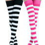Kayhoma Extra Long Cotton Stripe Thigh High Socks Over the Knee High Stockings