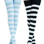 Kayhoma Extra Long Cotton Stripe Thigh High Socks Over the Knee High Stockings
