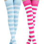 Kayhoma Extra Long Cotton Stripe Thigh High Socks Over the Knee High Stockings