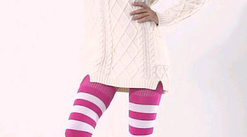 These thigh high socks come almost to the top of thigh.