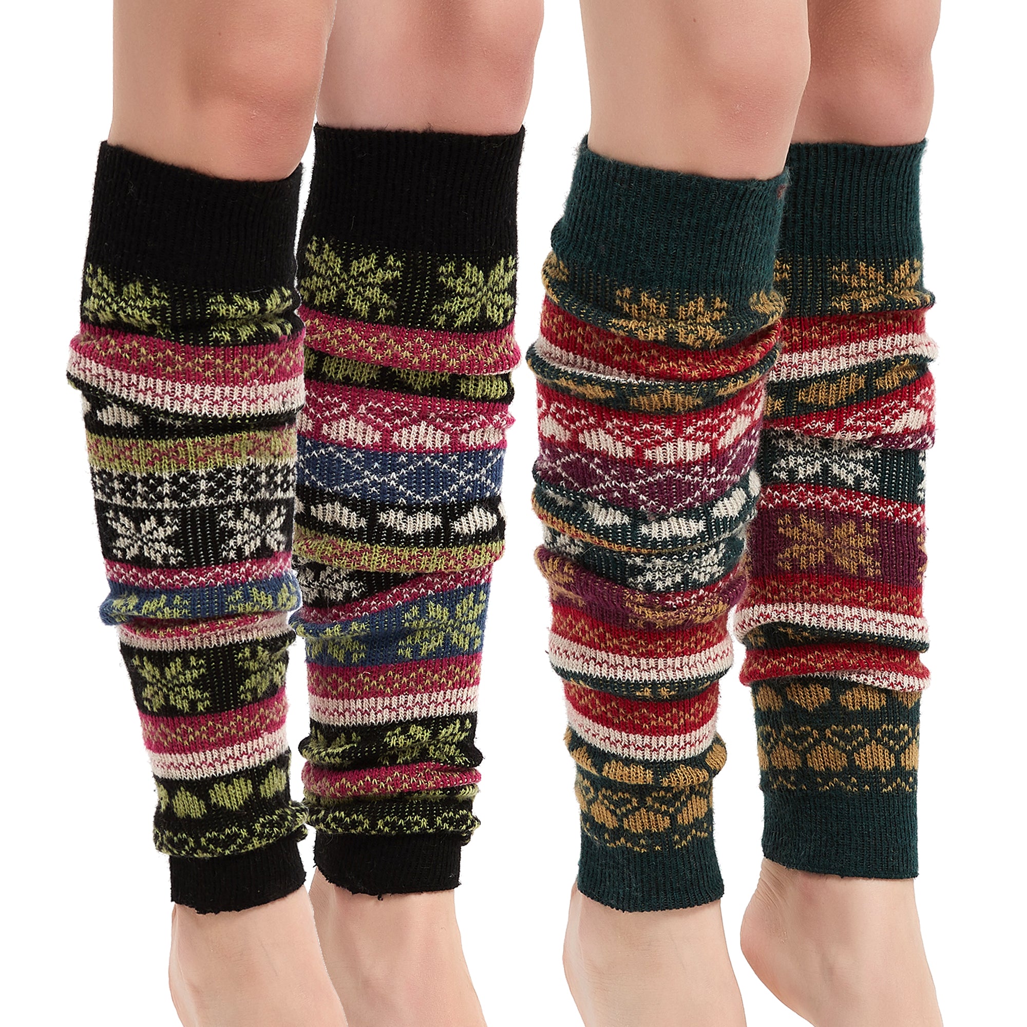 Kayhoma Extra Soft Knee High Leg Warmers, Boho Wool Knit Leg Warmer, 2 Pairs