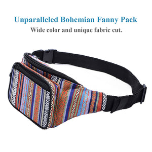 Kayhoma Boho Fanny Pack Stripe Festival Bum Bags Travel Waist Bag
