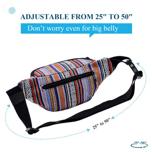 Kayhoma Boho Fanny Pack Stripe Festival Bum Bags Travel Waist Bag