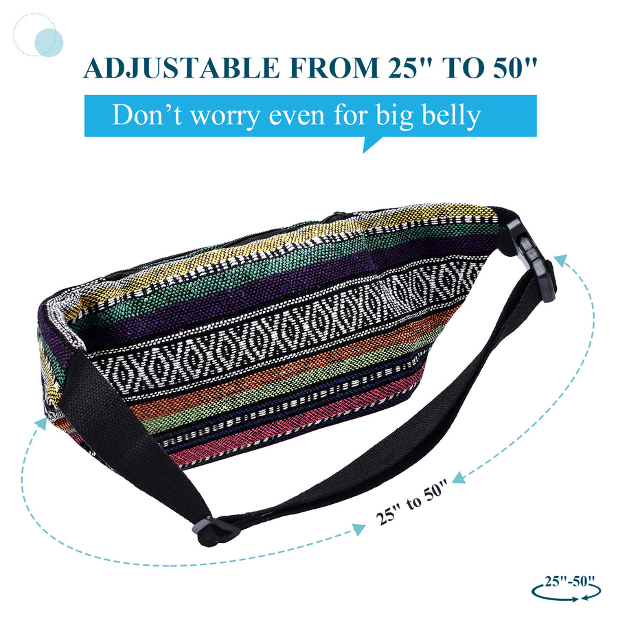 Kayhoma Boho Fanny Pack  Festival Bum Bags Travel Hiking Hip Bum Waist Bag