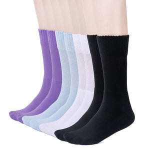 Kayhoma Extra Soft Cotton Diabetic Socks for Womens, Loose Fitting Crew Socks